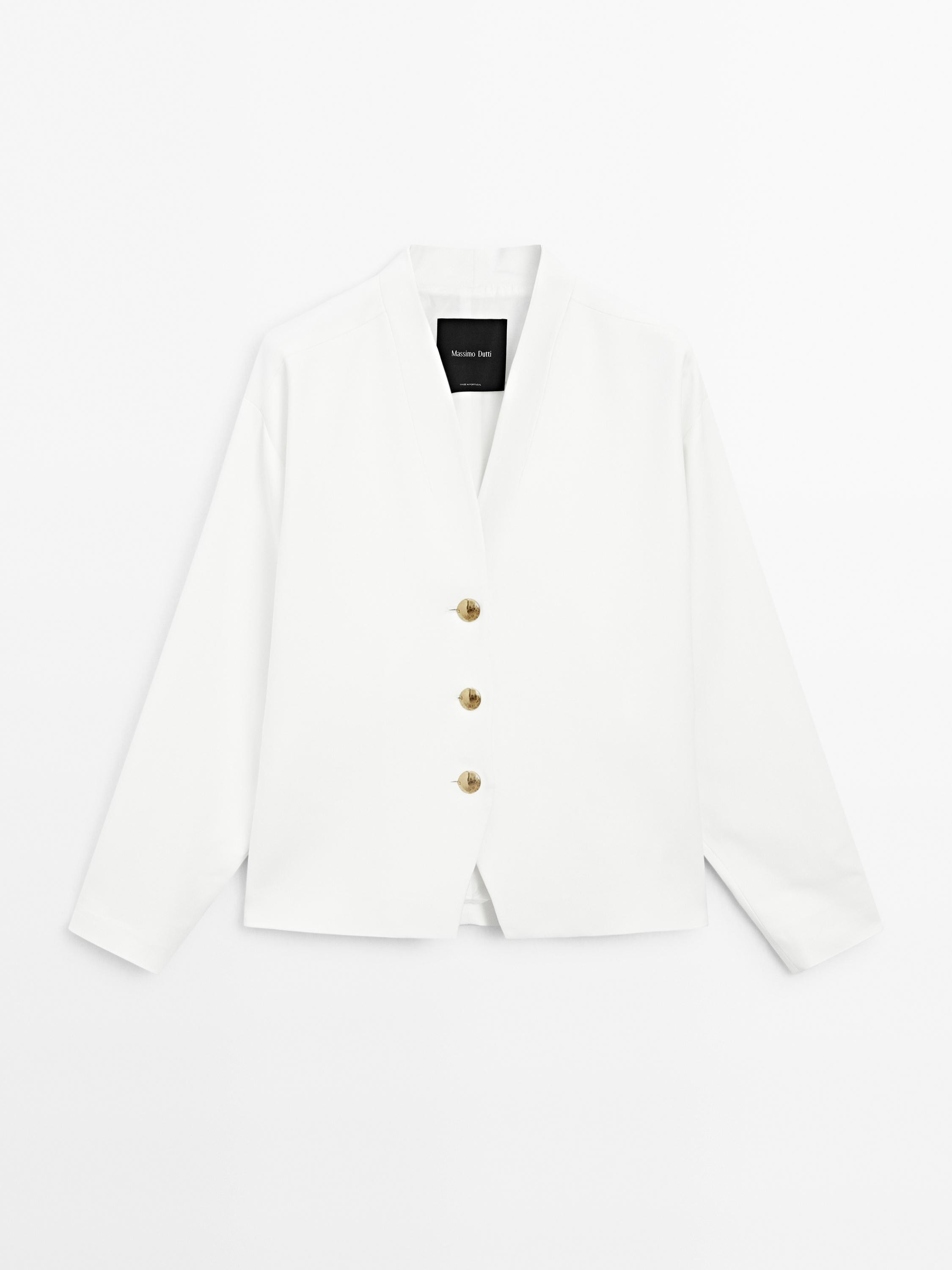 Flowing blazer with gold-toned buttons - STUDIO | Massimo Dutti UK