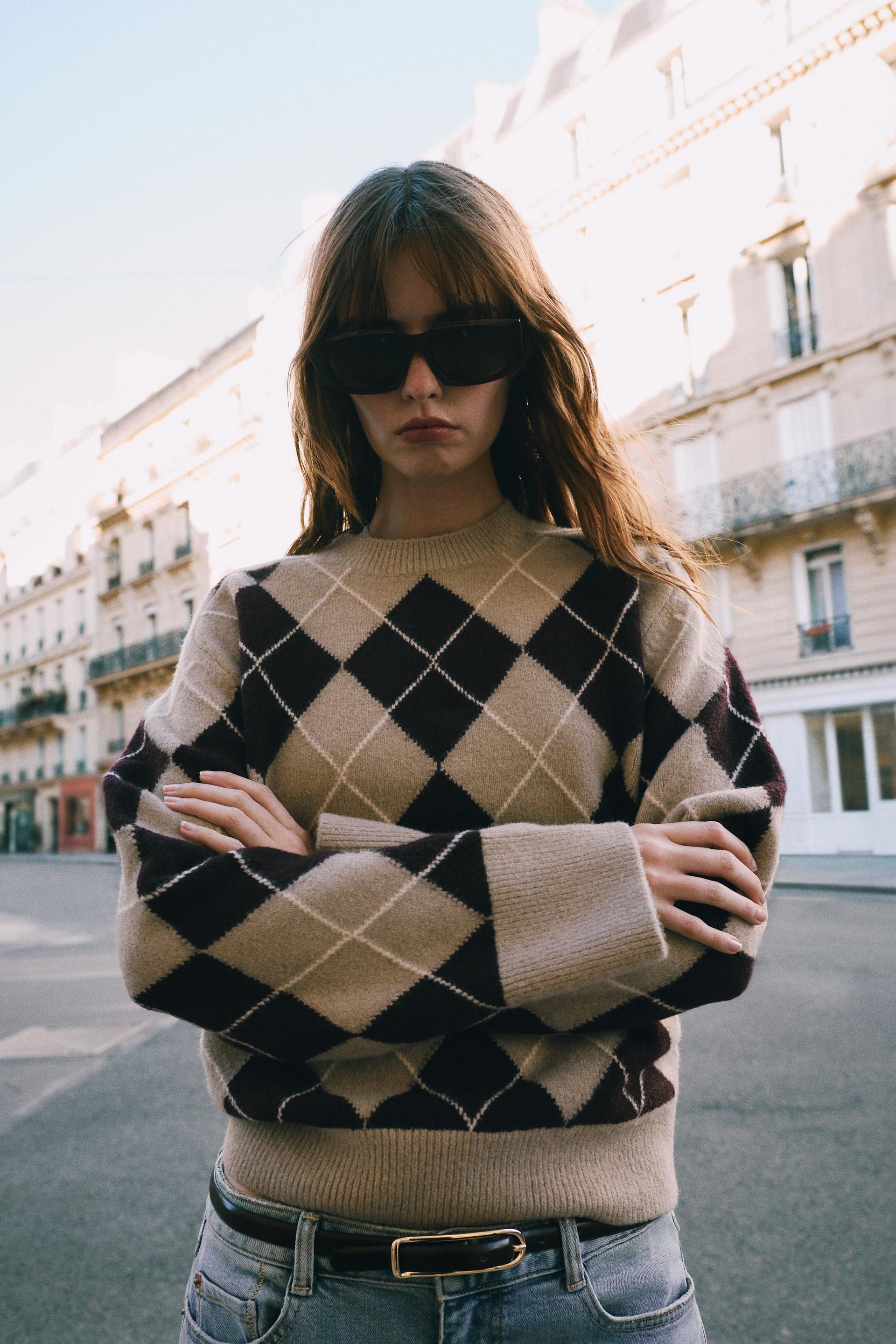Zara - Soft Argyle Knit Sweater - Multicolored - Xs - Woman | Zara US