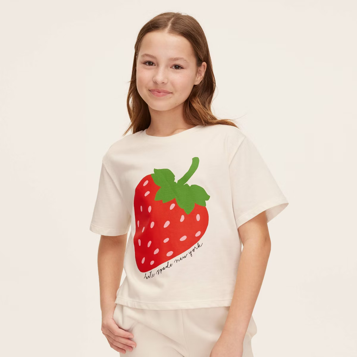 Girls' Strawberry Short Sleeve Graphic T-Shirt - kate spade new york x Target Cream | Target