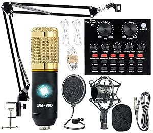 Podcast Equipment Bundle, BM-800 Recording Studio Package with Voice Changer, Live Sound Card - A... | Amazon (US)