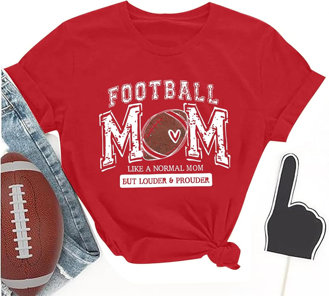 Football Mom Shirt Women Game Day Shirts Funny Football Season T-Shirt Gameday Casual Short Sleev... | Amazon (US)