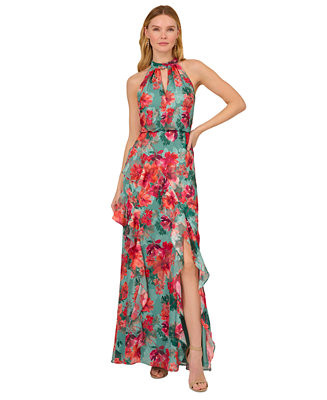 Women's Printed Ruffled Mermaid Gown | Macy's