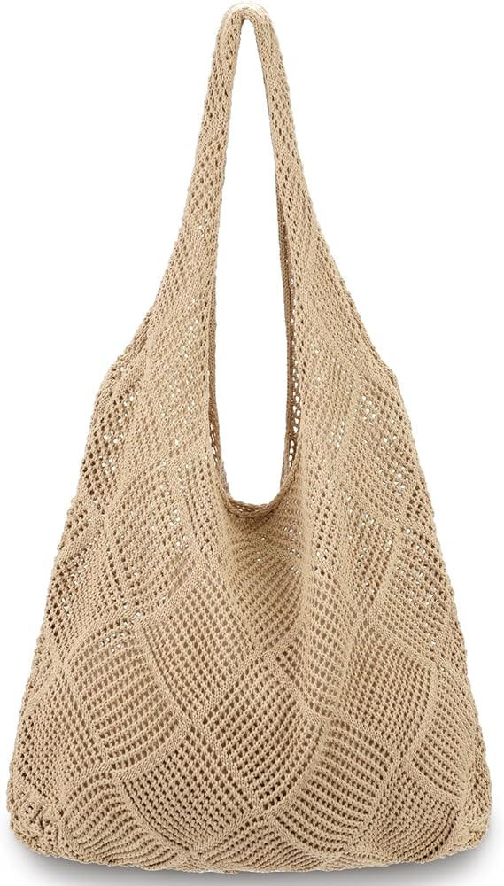 hatisan Crochet Bags for Women - Summer Beach Tote, Aesthetic Hippie Knit Bag | Amazon (US)