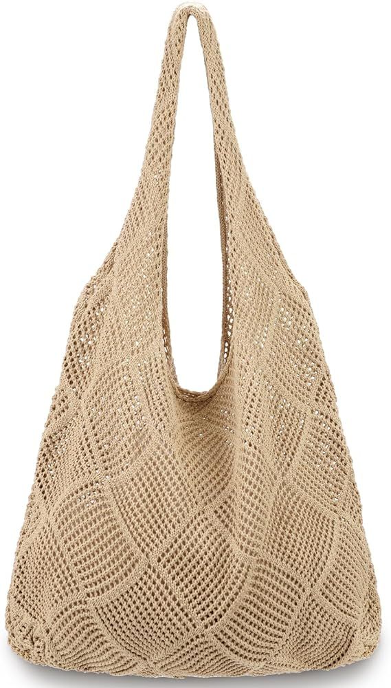 Amazon.com: hatisan Crochet Bags for Women Summer Beach Tote Bag Aesthetic Tote Bag Hippie Bag Kn... | Amazon (US)
