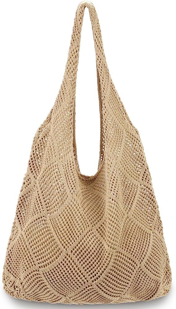 hatisan Crochet Bags for Women Summer Beach Tote Bag Aesthetic Tote Bag Hippie Bag Knit Bag | Amazon (US)