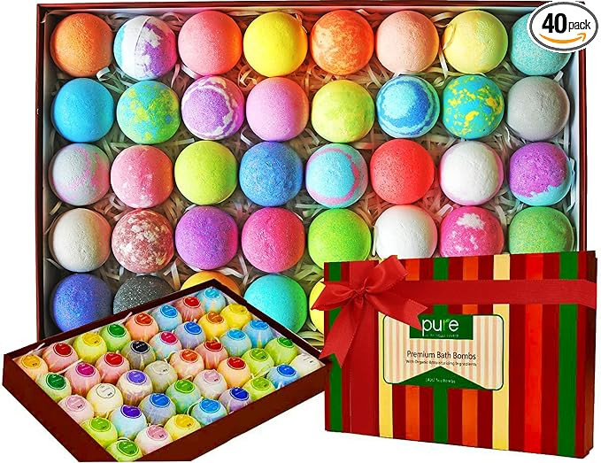 Natural Bath Bombs Gift Set - Individually Wrapped Luxury Bulk Bath Bomb Gift Set for Women & Kid... | Amazon (US)