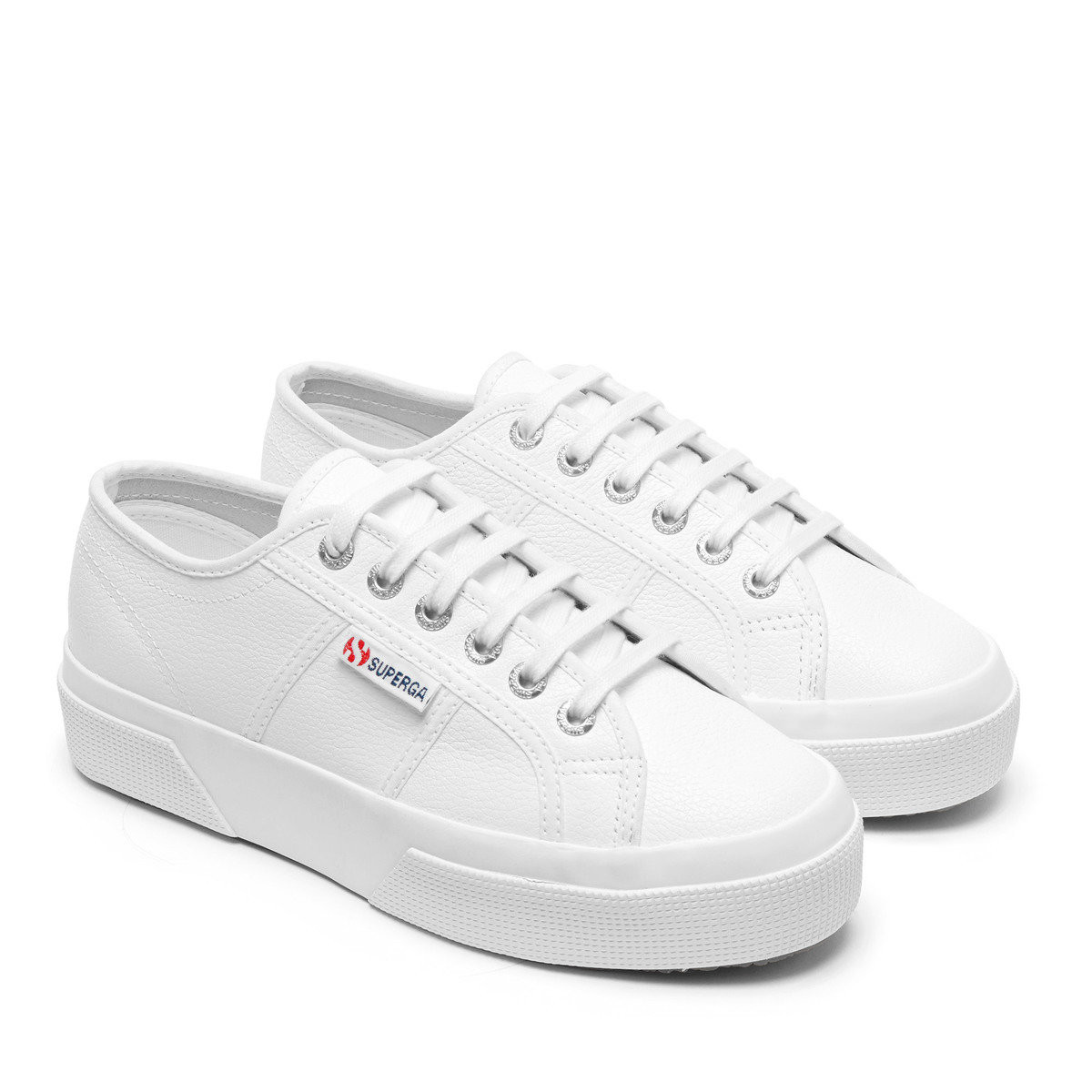 2740 PLATFORM TUMBLE LEATHER White | Superga (UK)