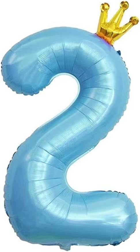 40 Inch Blue Conjoined Crown Number 2 Balloons, 2nd Birthday Balloons for Birthday Party Decorati... | Amazon (US)