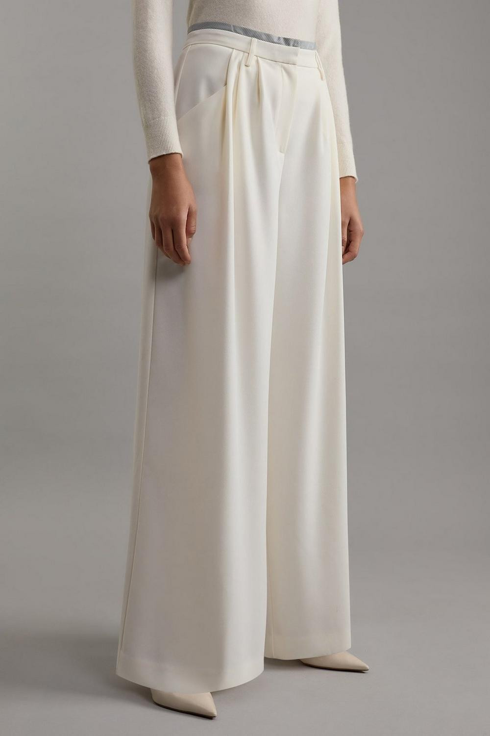 Tailored Crepe Pleat Detail Wide Leg Pants | Karen Millen | Karen Millen US