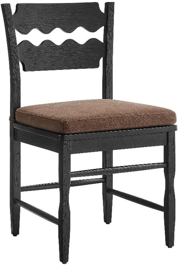 Modway Jax Vintage Inspired Oak Wood Dining Chair with Wavy Razor Back in Black Cocoa - Armless S... | Amazon (US)