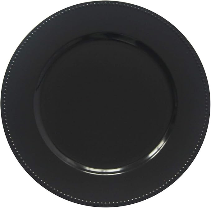 Black Plastic Beaded Charger Plates - 12 pcs 13 Inch Round Wedding Party Decroation Charger Plate... | Amazon (US)