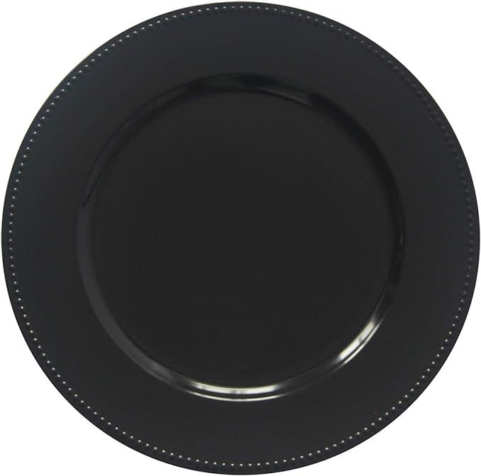 Black Plastic Beaded Charger Plates - 12 pcs 13 Inch Round Wedding Party Decroation Charger Plate... | Amazon (US)