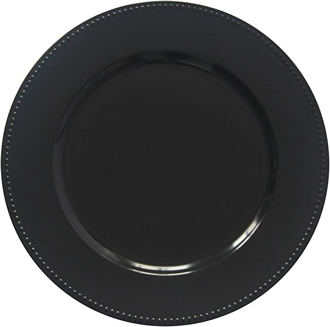 Black Plastic Beaded Charger Plates - 12 pcs 13 Inch Round Wedding Party Decroation Charger Plate... | Amazon (US)