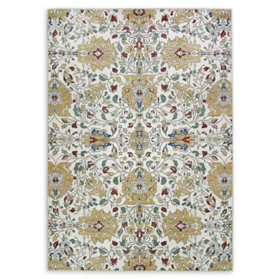 RUGGABLE® Traditional Floral 5' x 7' Flat-Weave Washable Area Rug in Cream | Bed Bath & Beyond