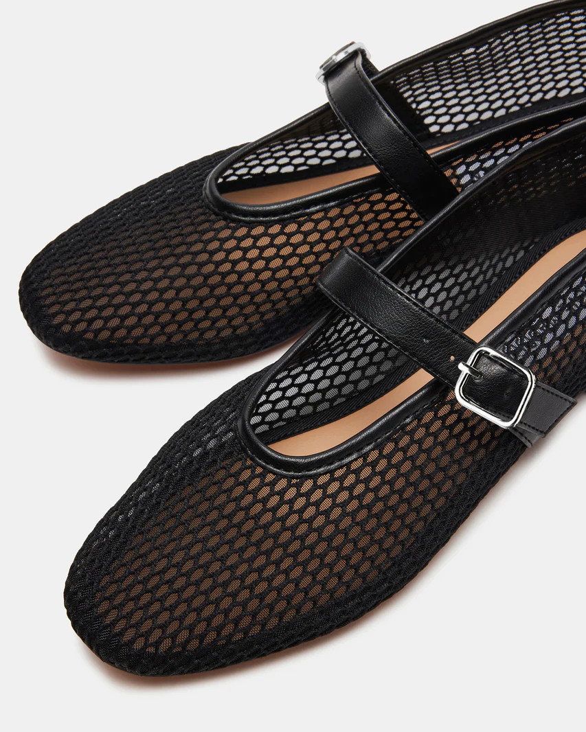 DREAMING Black Multi Mesh Mary Jane | Women's Flats | Steve Madden (US)
