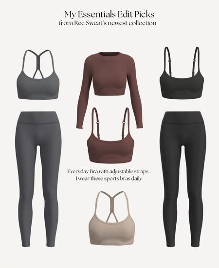 Rec Sweat just launched their Essentials Edit and I need everything. I typically wear my true size Small, but I ordered medium for the growing bump 🤰
The Everyday Bra has adjustable straps and I’ve been wearing it literally everyday under all my regular clothes + active 