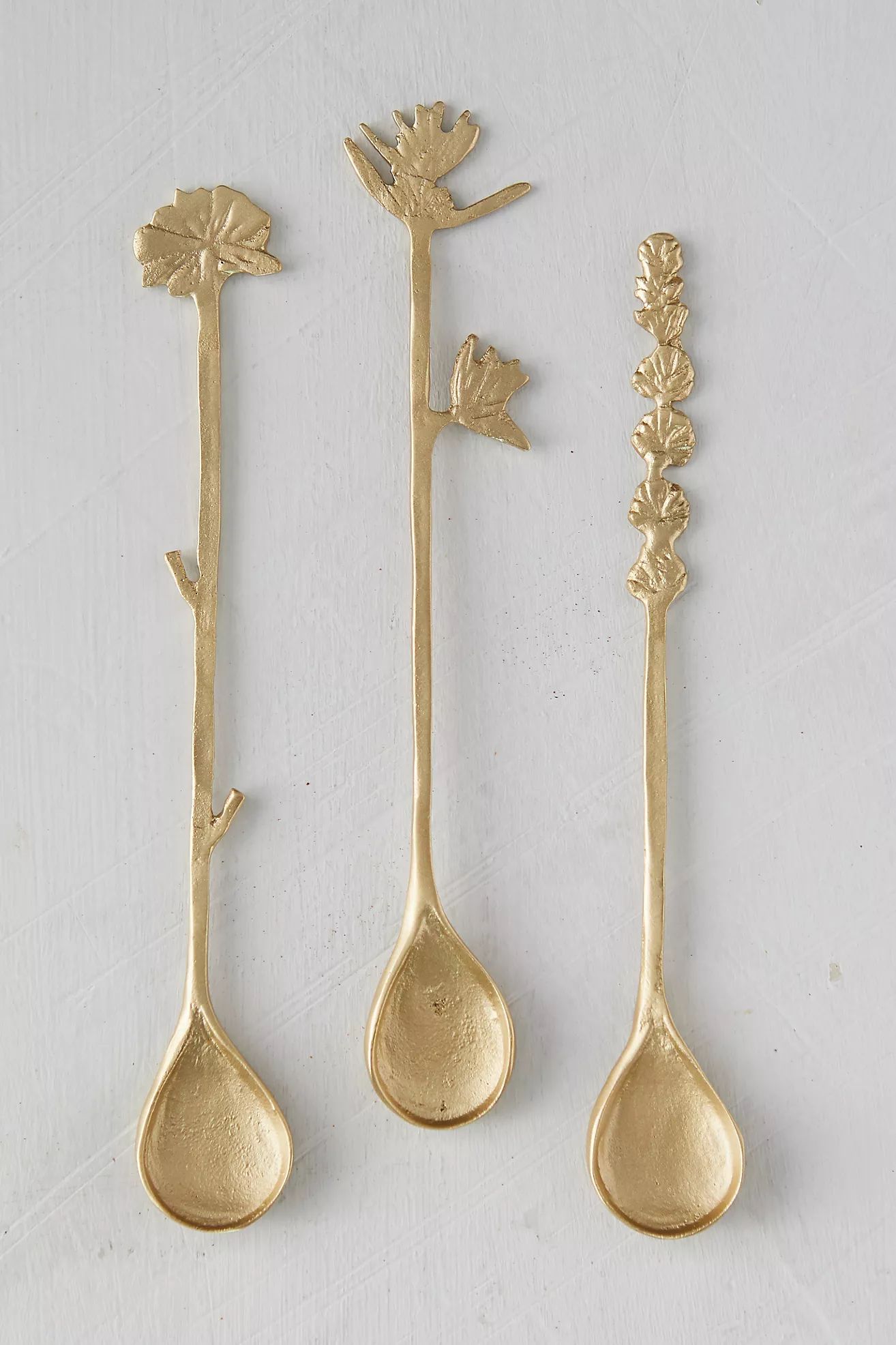Brass Flower Stirring Spoons, Set of 3 | Anthropologie (US)