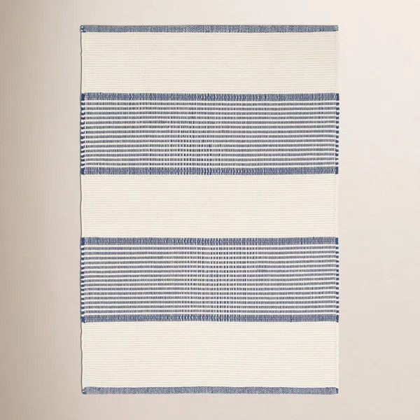 La Mirada Navy Handwoven Cotton Rug | Birch Lane