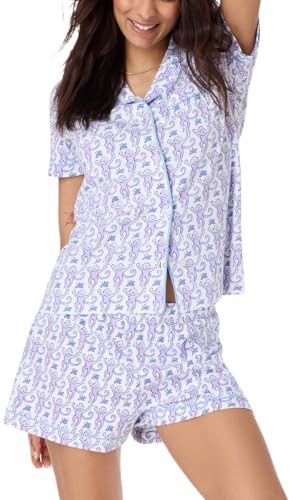 Yiulangde Roller Dupe Rabbit Pajamas Womens Cute Preppy Monkey Bunny Purple Short Sleeve Pjs Y2k 2 Piece Pajama Set With Shorts Dupes Pajamas | Amazon (US)