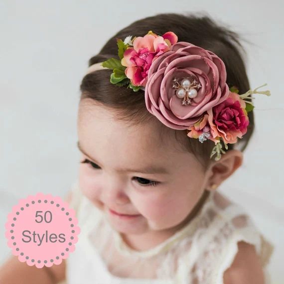 Baby headbands, Baby girl headband,floral nylon headband, flower crown headband, nylon headbands,... | Etsy (US)