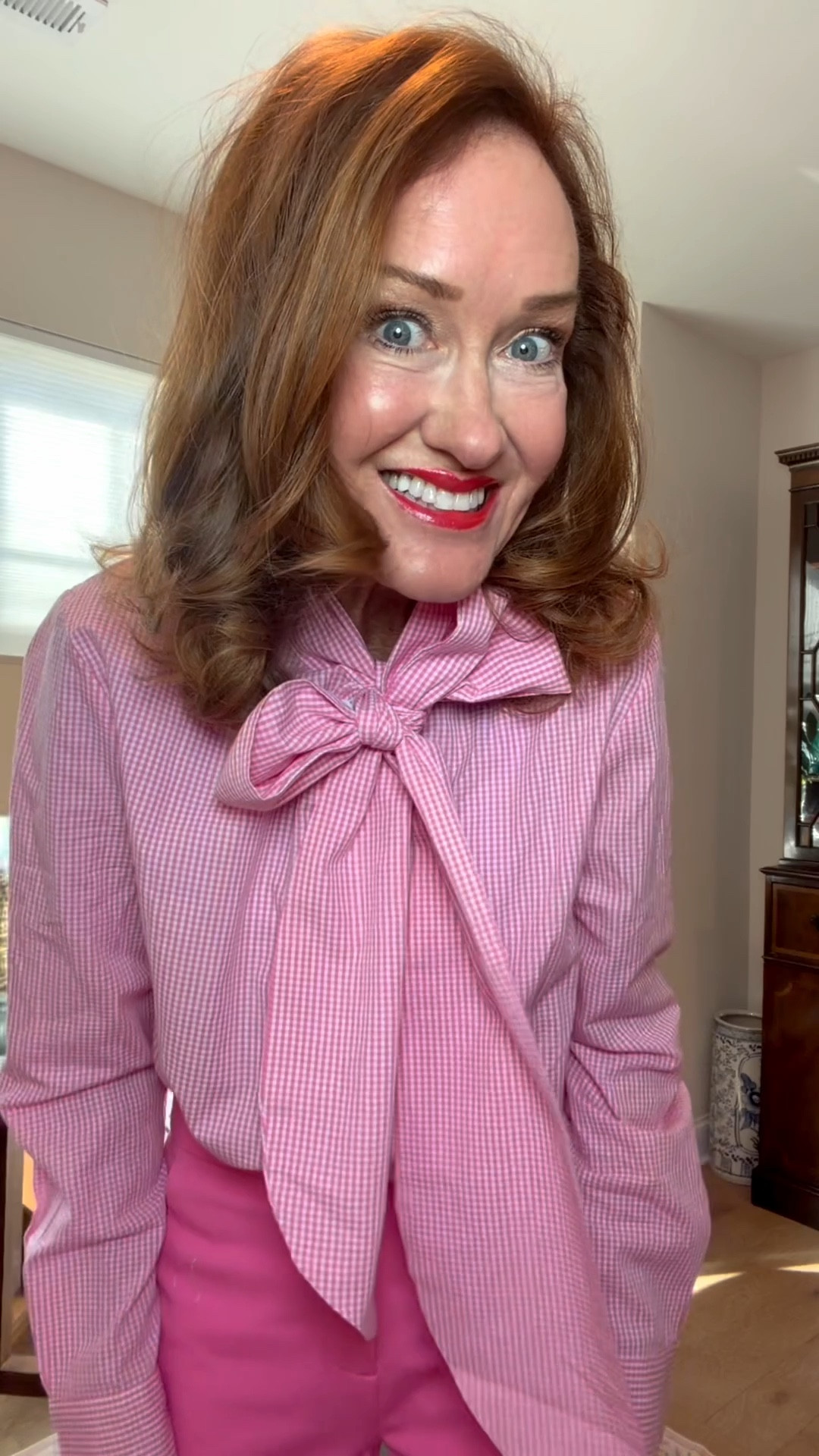 This pink and white checked blouse is giving all the sunny day, Barbie-inspired vibes. You can keep the sleeves long now or roll them up when the temps warm up — it’s the perfect transition piece. My pants are J.Crew from last year (still a favorite!), and these neutral little heels are so chic and easy to pair with everything.

Bright, feminine, and 100% inspired by sunshine.

Love you mean it 💙🦋😘



#LTKdayinmylife #LTKgrwm #LTKootd