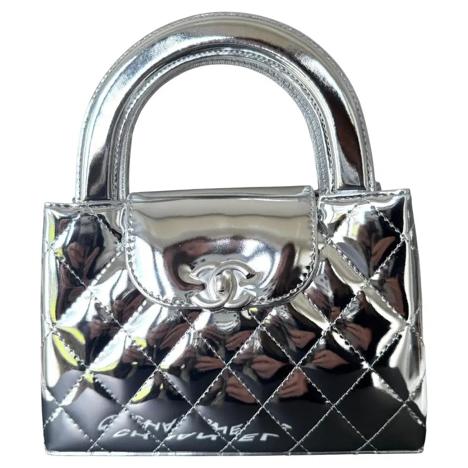 Chanel Small Kelly Shopper Metallic Silver Calfskin Silver Hardware | 1stDibs