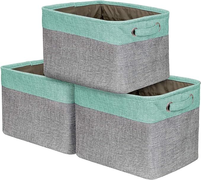 Sorbus Storage Large Basket Set [3-Pack] - 15 L x 10 W x 9 H - Big Rectangular Fabric Collapsible... | Amazon (US)