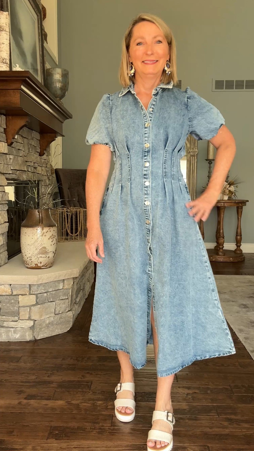 This is a fantastic dress for jumping on board the denim dress trend of this season. It is a perfect length, it has pockets, it has puff sleeves and the pleating at the waist makes your waist look thinner. $36 from Amazon. Sizes XS-2X (shown in XS)

#LTKOver40 #LTKFindsUnder50