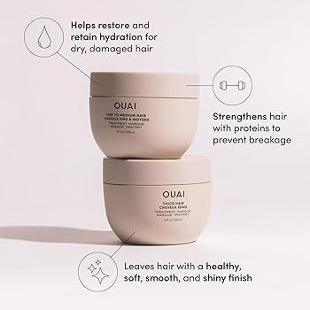 OUAI Fine to Medium Hair Treatment Masque - Hair Mask for Hair Repair, Hydration and Shine - With... | Amazon (US)