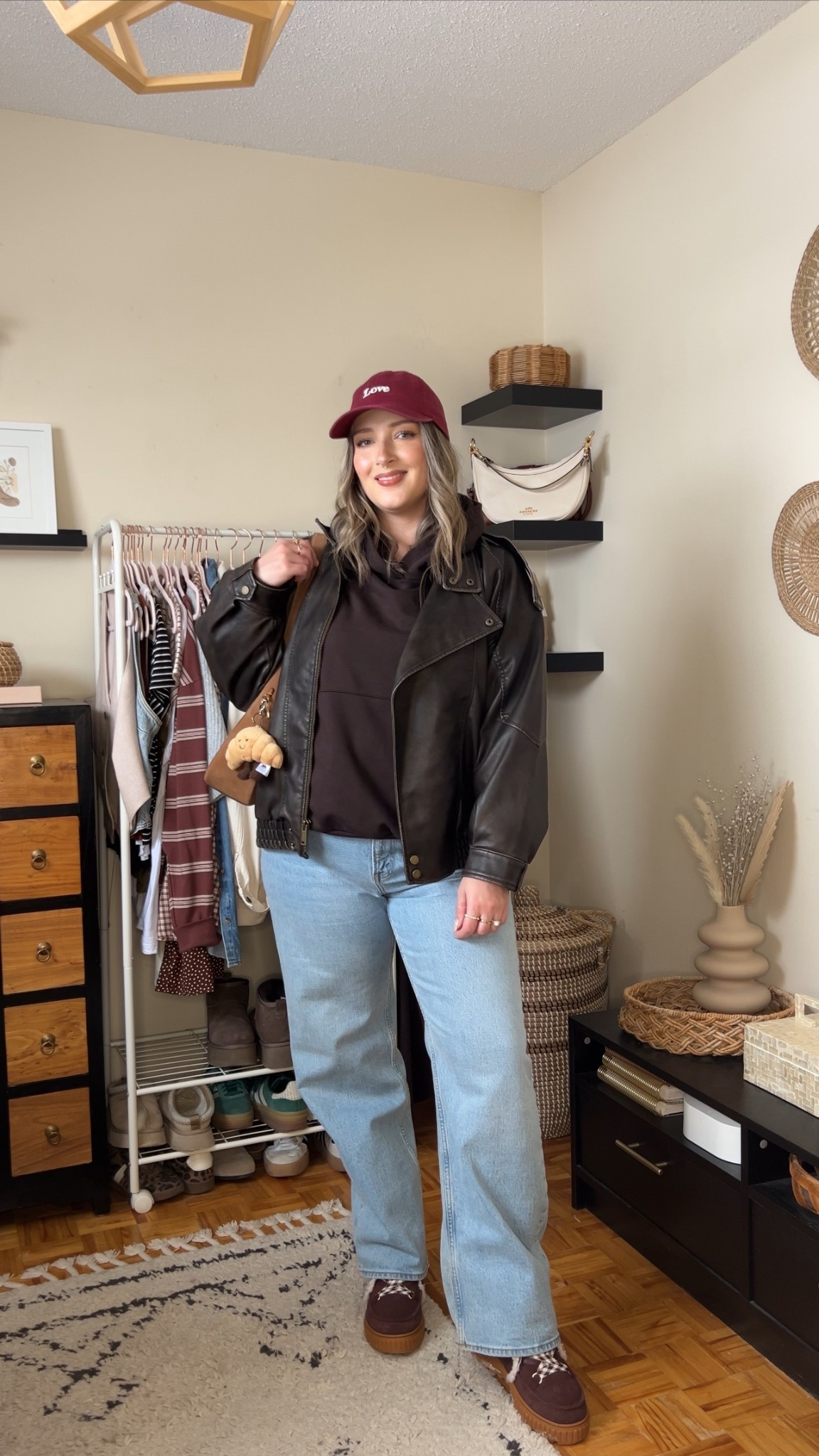 Casual winter outfit! Jeans are my all time fave, wearing size 32 for a looser fit. Chocolate brown hoodie runs big, sized down to M. Wearing my usual size L in the leather jacket + linked similar options also from Abercrombie. Sorel winter boots are waterproof and so warm, but size up if you plan to wear thick socks. My Coach bag is perfect for everyday and I reach for it constantly!


#LTKwinter #LTKmidsize #LTKjeans