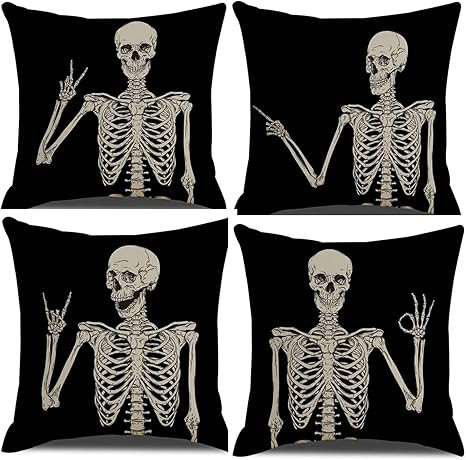 Halloween Pillow Covers 18x18 Set of 4 - Front and Back Both Painted - Halloween Decorations Indo... | Amazon (US)