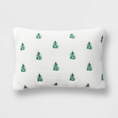 Faux Shearling Tree Lumbar Throw Pillow Ivory/Green - Threshold™ | Target