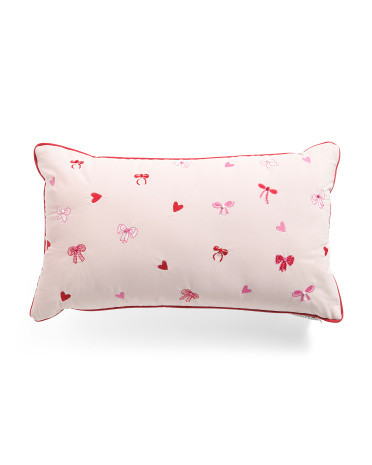 Velvet Heart And Bow Pattern Decorative Pillow | Home | Marshalls | Marshalls