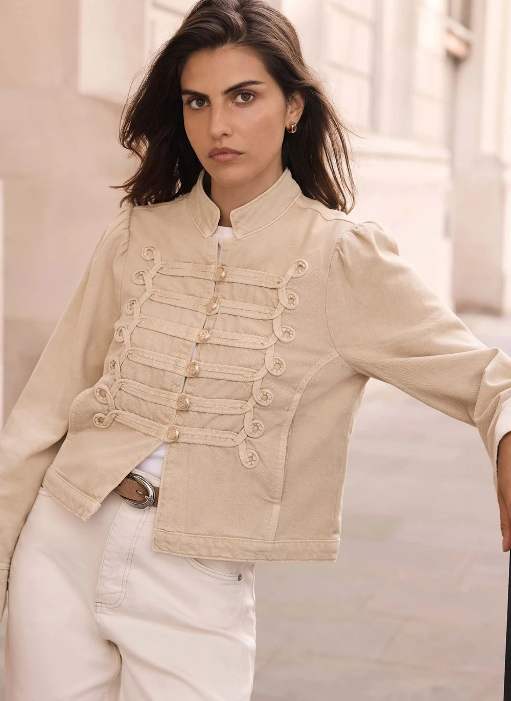 Neutral Denim Military Jacket | Mint Velvet - US