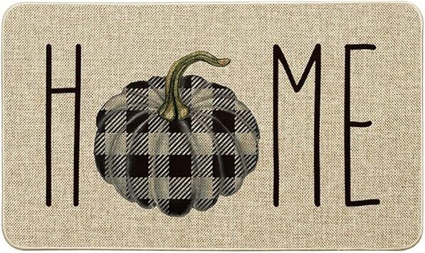 Artoid Mode Buffalo Plaid Pumpkin Home Decorative Doormat, Seasonal Fall Harvest Thanksgiving Rus... | Amazon (US)