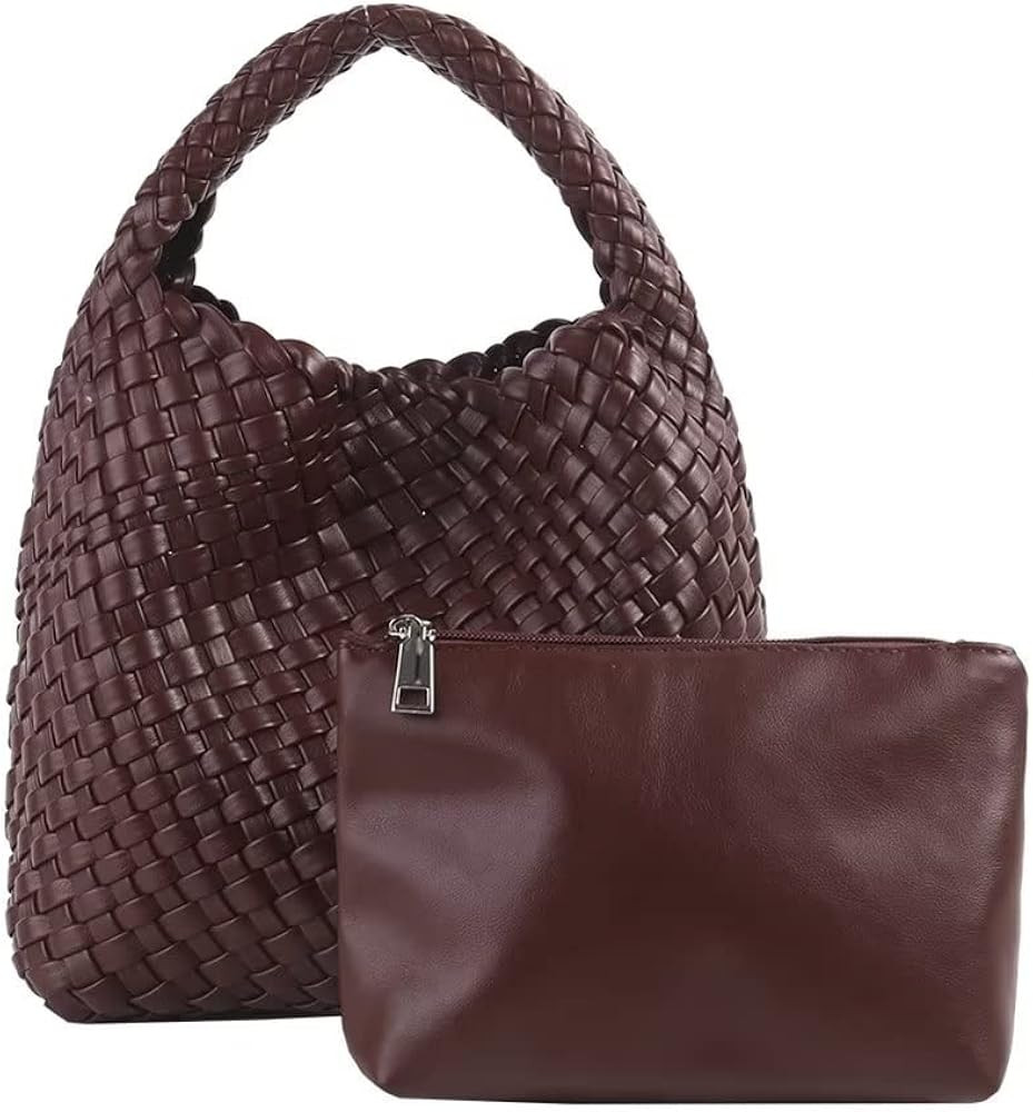 Woven Leather Bags for Women Knoted Women Handbag Designer Shoulder Bucket Purse Handmade Fashion To | Amazon (US)