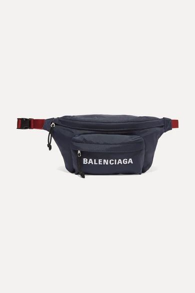 Balenciaga - Embroidered Canvas Belt Bag - Navy | NET-A-PORTER (US)