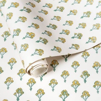Block Print Floral Wallpaper Marigold - Threshold&#8482; | Target