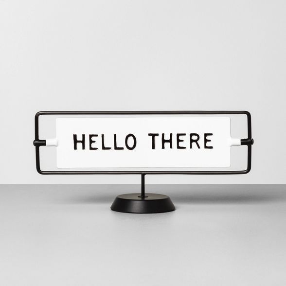 &#39;Hello There / Miss You Already&#39; Reversible Sign White/Black - Hearth &#38; Hand&#8482; w... | Target