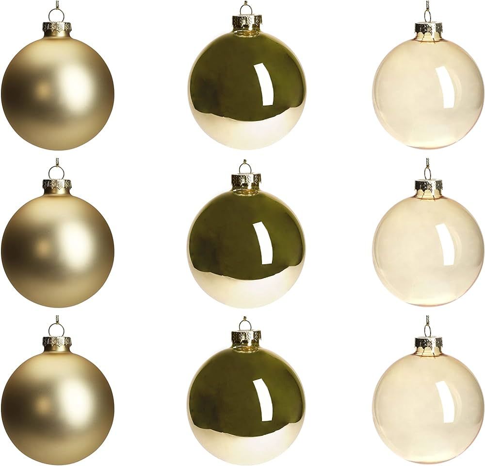 Amazon.com: DN DECONATION Gold Glass Christmas Ball Ornaments, 3.15” Hanging Christmas Baubles ... | Amazon (US)