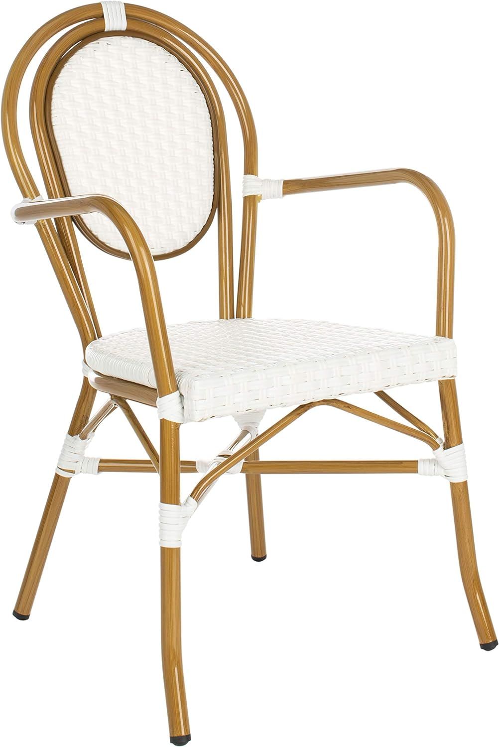 Safavieh PAT4014D-SET2 Outdoor Collection Rosen French Bistro White Stacking (Set of 2) Arm Chair | Amazon (US)