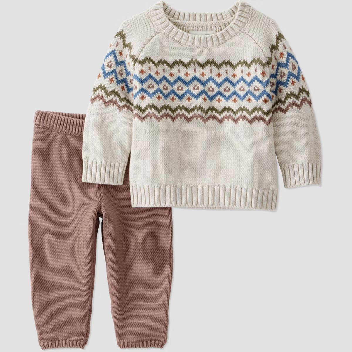 Little Planet By Carter's Organic Baby Boys' 2pc Sweater Set - Brown/Cream | Target