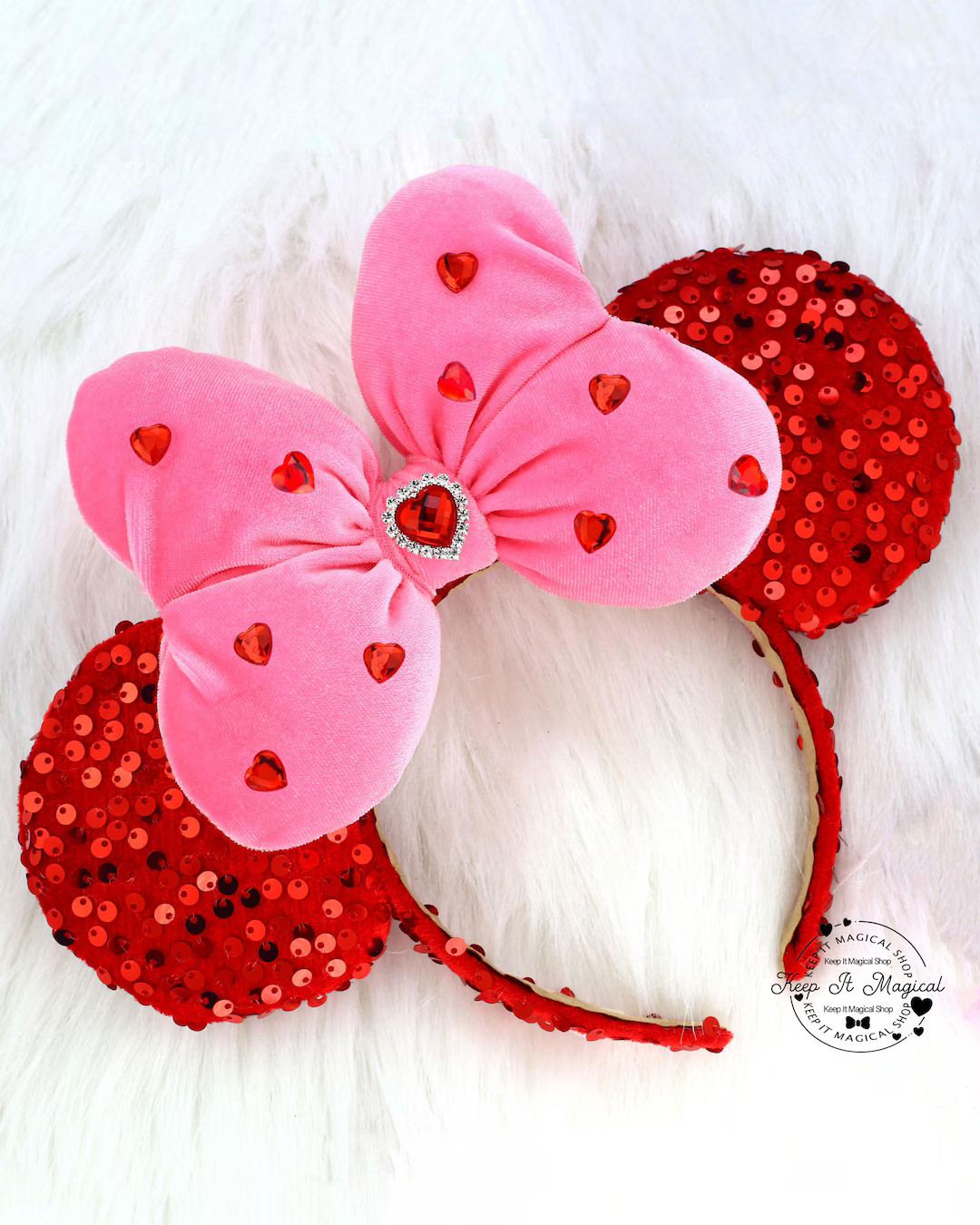 Valentine Minnie Ears Sweetheart Mickey Ears Velvet Coquette Ears Valentines Day Mickey Ears Vale... | Etsy (US)