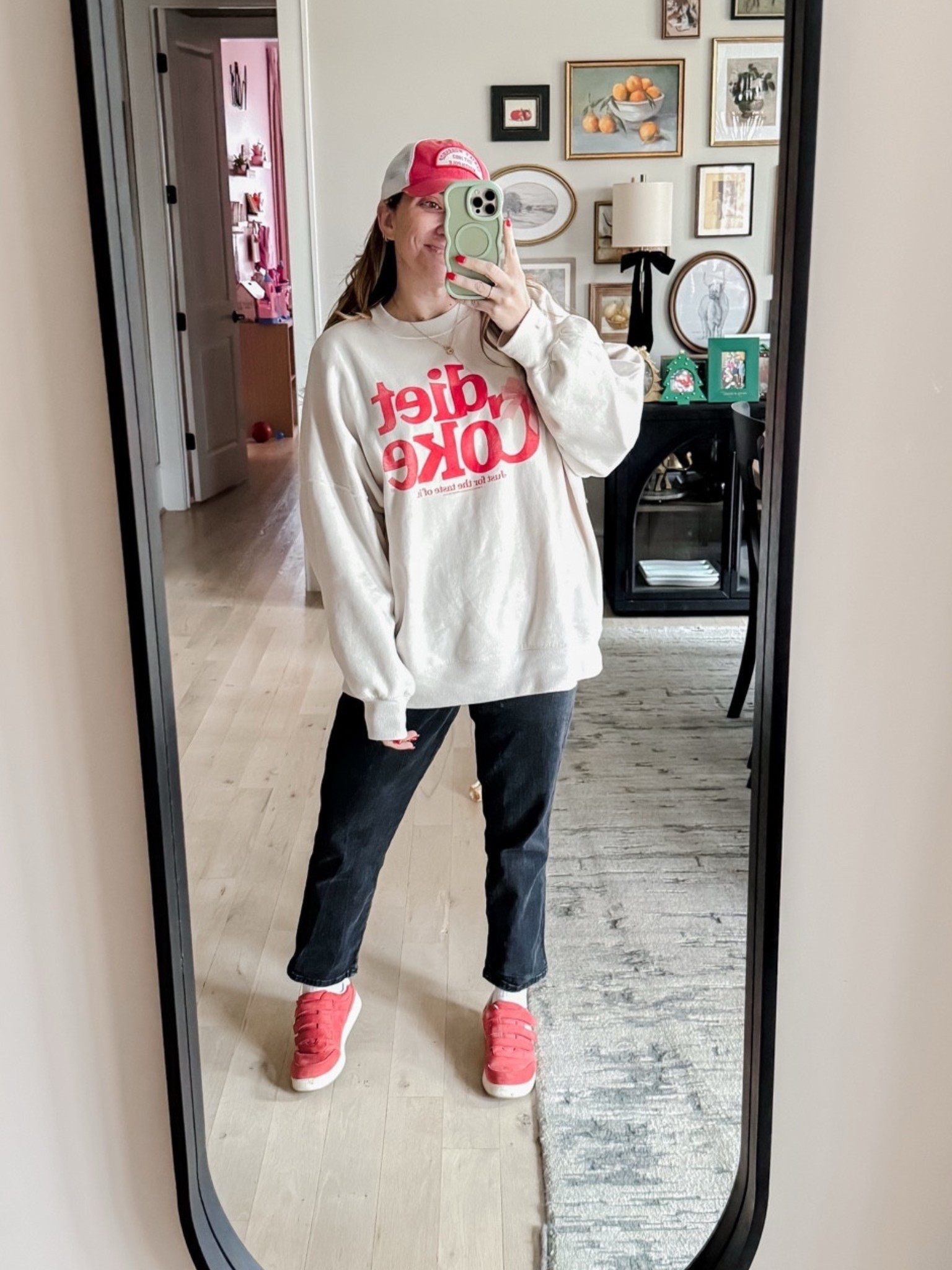 A Diet Coke a day keeps the stress away! If only that was the actual truth. Yall. I can’t help myself with all the Diet Coke apparel. I may or may not be buying it all!? Paired my Diet Coke sweatshirt with a pair of washed black jeans from Old Navy and red sneakers from Dr Scholls 
Sweatshirt XL / Jeans 14 (run small, size up one of in between sizes)/ Sneakers tts 

#LTKootd #LTKMidsize #LTKSaleAlert