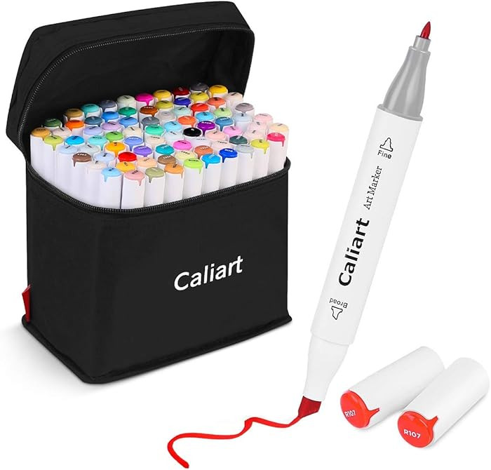Caliart Alcohol Based Markers, 81 Colors Art Drawing Markers Set Dual Tip Fine & Chisel Permanent... | Amazon (US)