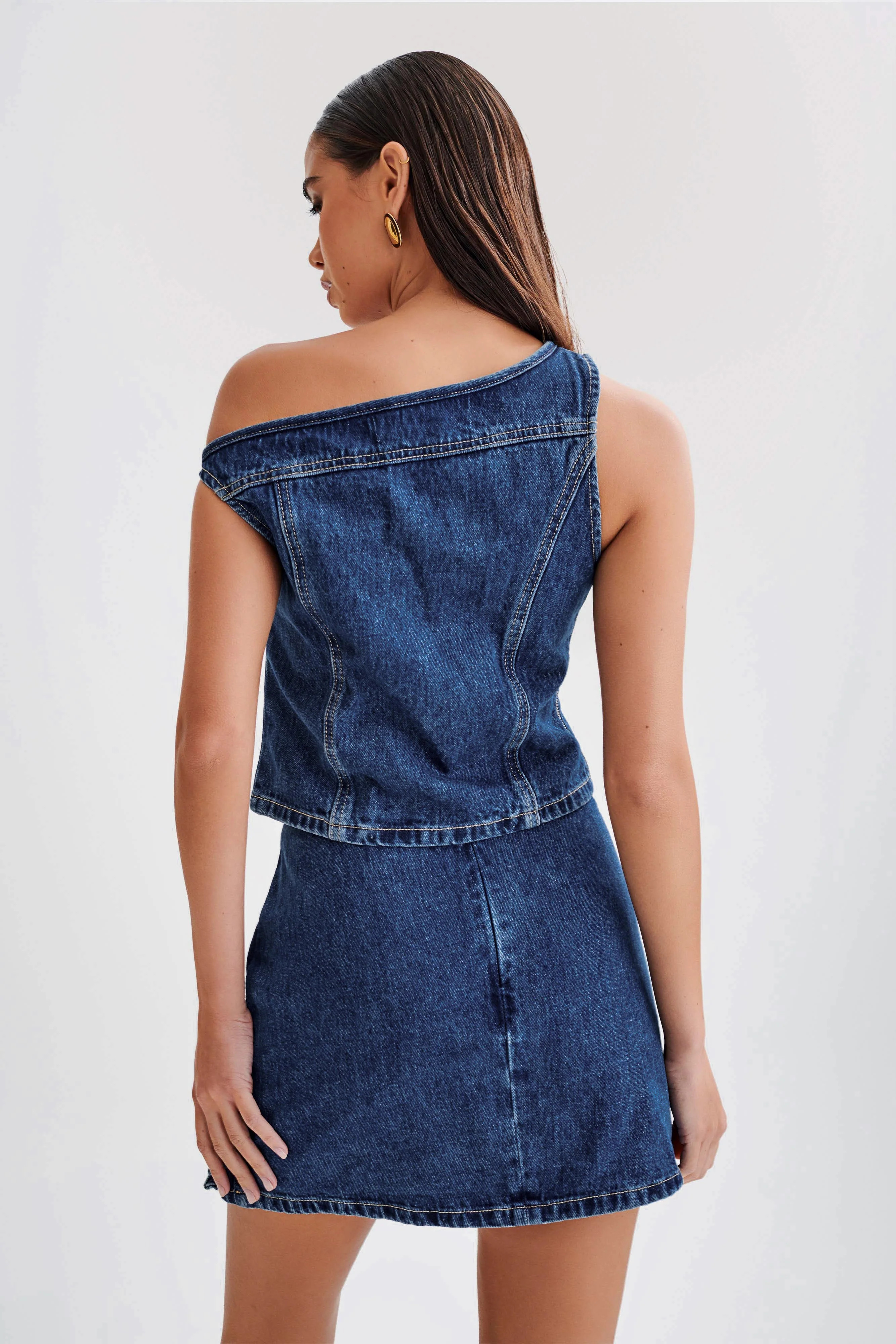 Ramsey Denim Off Shoulder Top - Dark Blue | MESHKI US