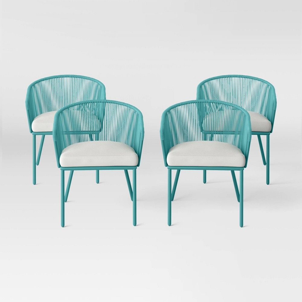 Fisher 4pk Patio Dining Chairs - Blue-Green - Project 62 | Target