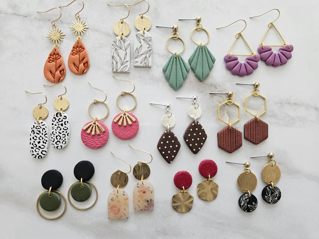SMALL EARRINGS Clay Earrings Handmade Hypoallergenic Lightweight Gift - Etsy | Etsy (US)