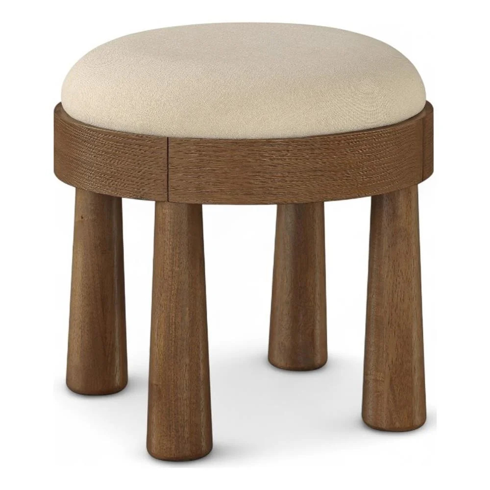 Meridian Furniture Larea Beige Linen Textured Fabric Upholstered Ottoman | Walmart (US)