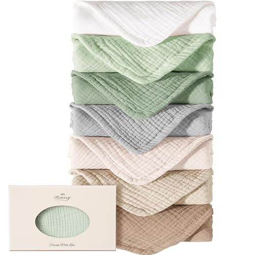 Konssy Muslin Baby Burp Cloths Sets for Unisex- 7 Pack Soft 100% Cotton Burping Clothes for Newborn，Baby Girls and Boys | Amazon (US)